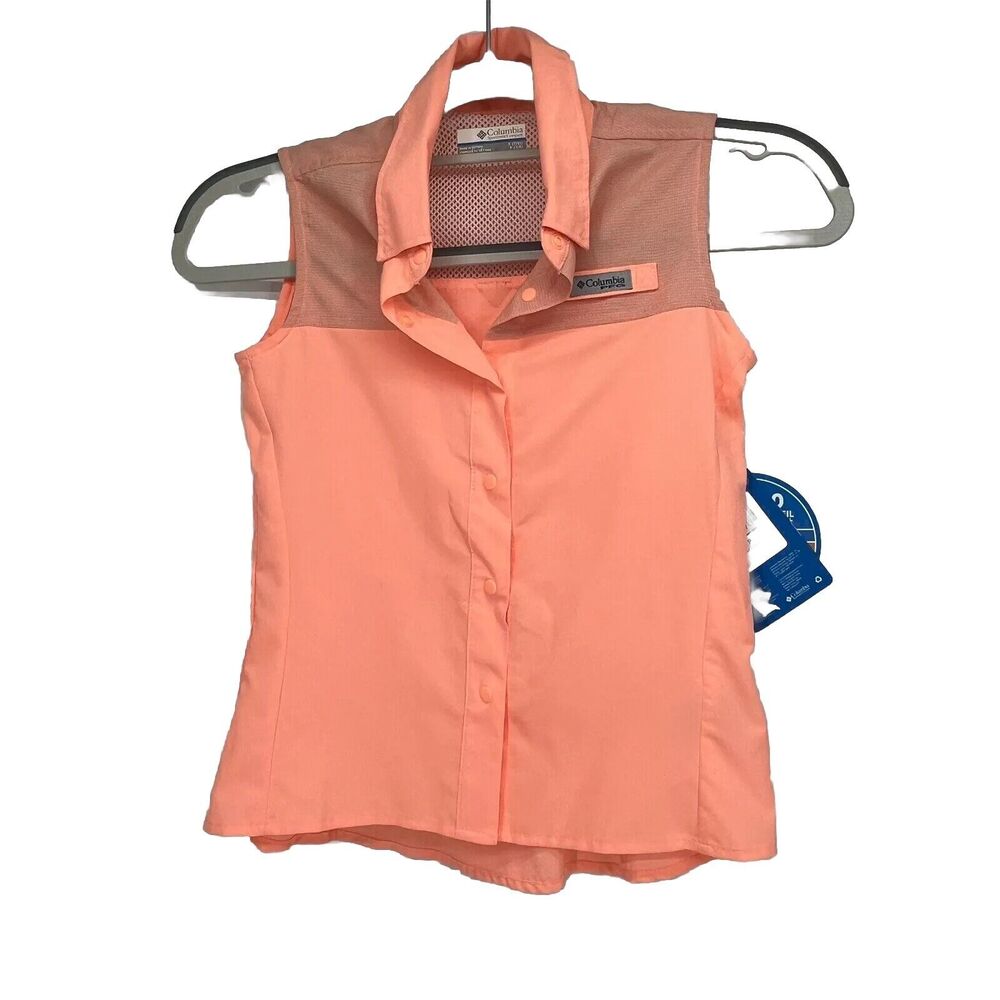 Columbia‎ Sportswear PFG Top Girls Small (7/8) Tamiami Bright Orange Sleeveless